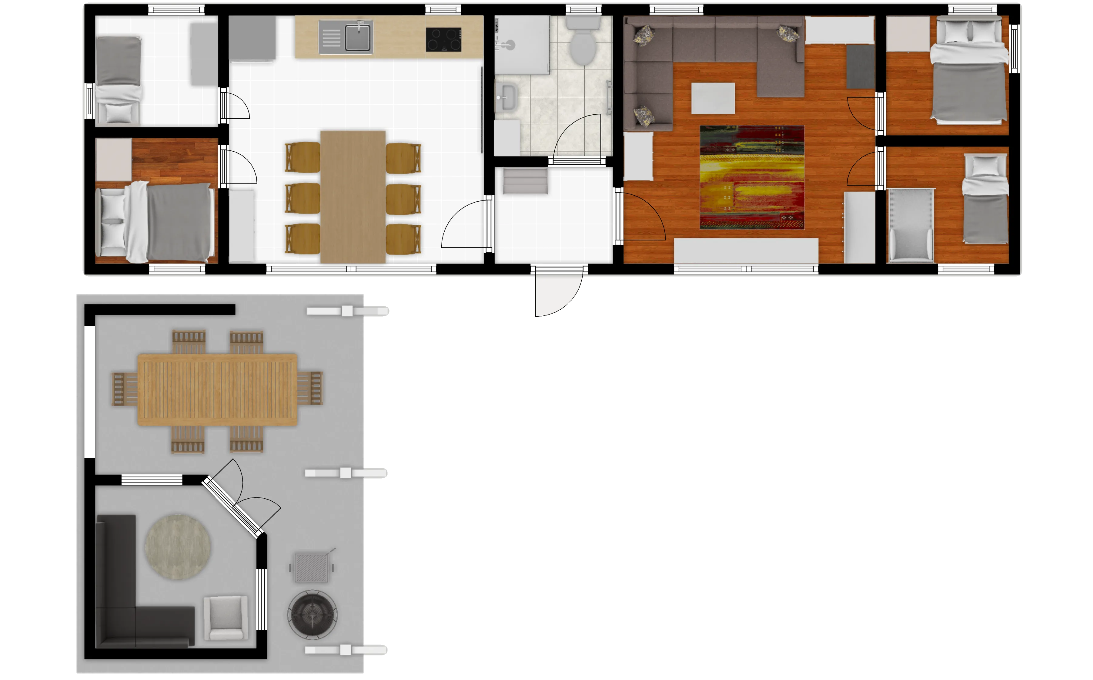 Grundriss des Ferienbungalows